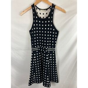 Townsen Square Print Fit Flare Sleeveless Black White Dress Size Small